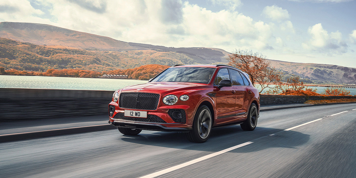 Bentley Barcelona Bentley Bentayga S SUV in Candy Red paint front 34 dynamic