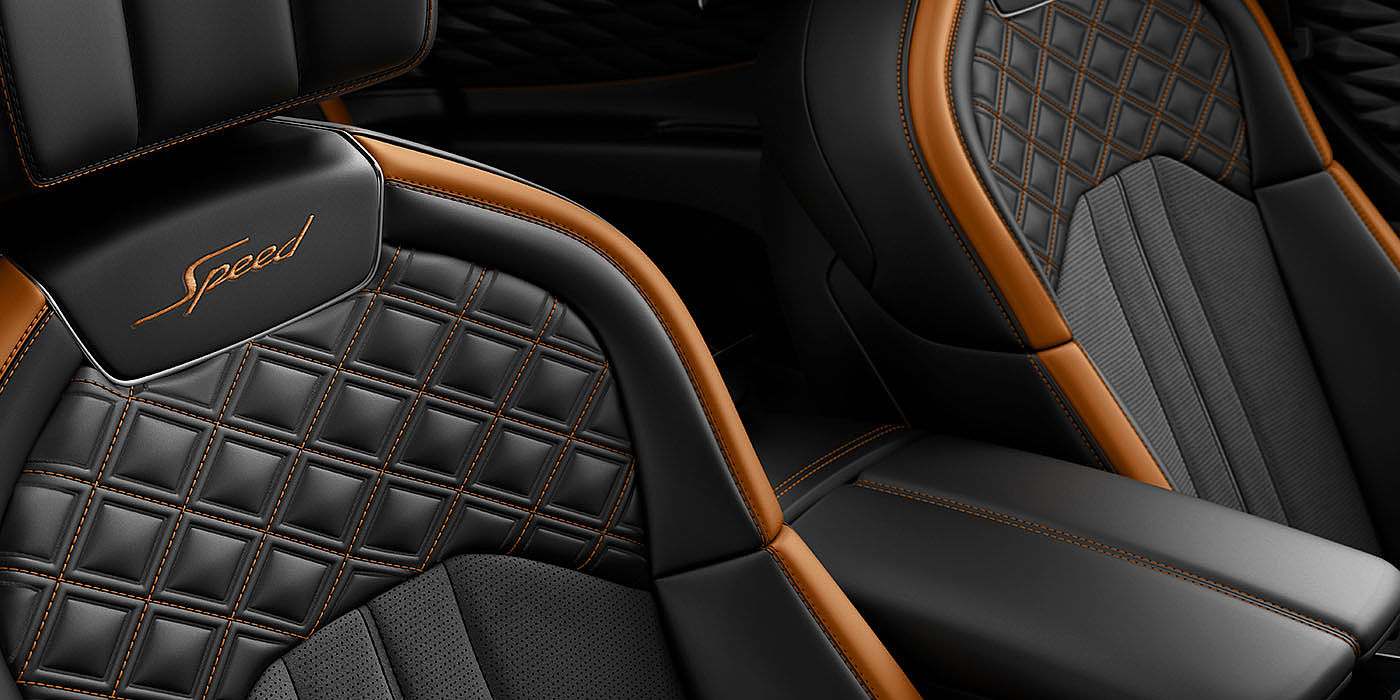 Bentley Barcelona Bentley Flying Spur Speed's front seats with detailed contrast stitching and Speed Emblems