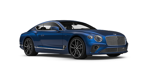 Bentley Barcelona Bentley GT Azure coupe in Sequin Blue paint front 34