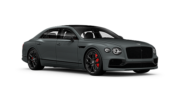 Bentley Barcelona Bentley Flying Spur S front side angled view in Cambrian Grey coloured exterior. 